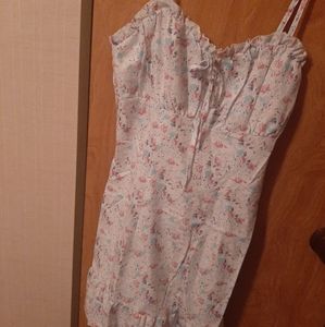 Babyblue ditsy floral print cami mini dress